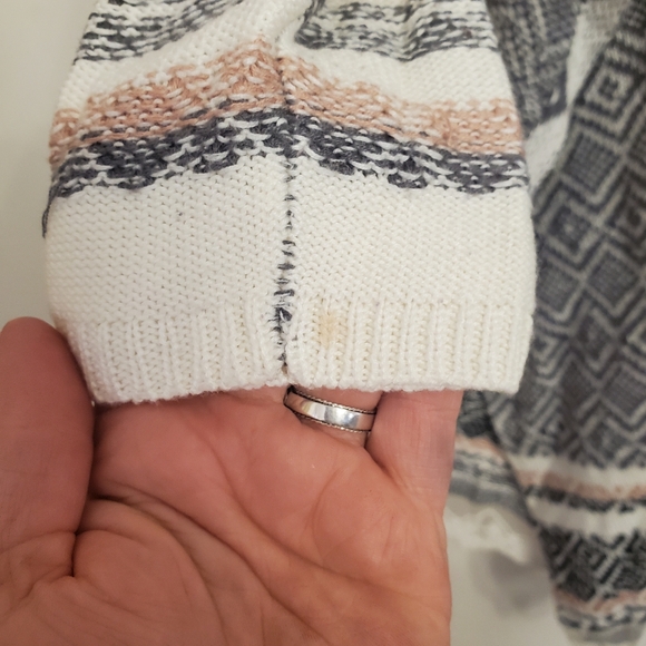 Absolutely Famous Cardigan Knitted Open Front Waterfall Pink Gray Crem Lace XL - Picture 5 of 13